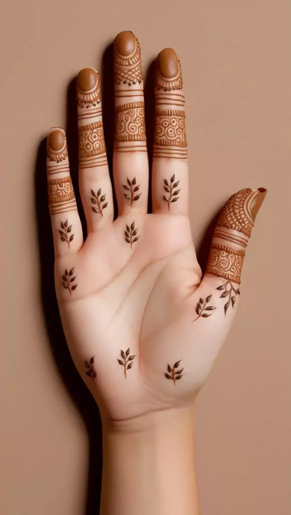 Subtle floral front-hand mehndi design with soft flowers and delicate detailing