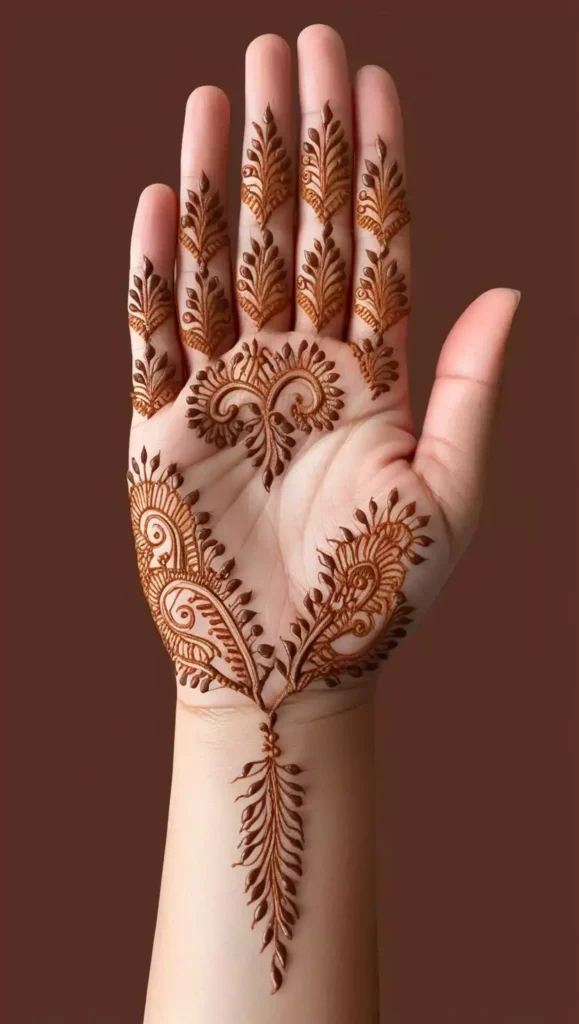 Light floral mehndi design with elegant curves and subtle detailing