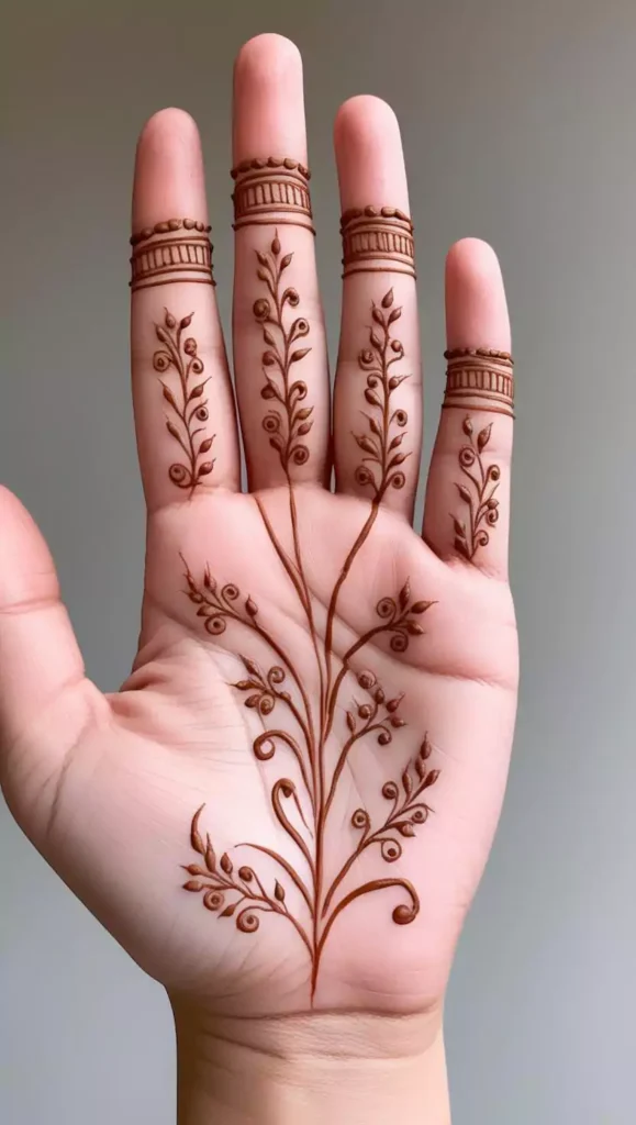 Simple front-hand mehndi with small floral clusters and clean lines